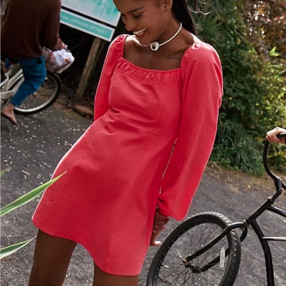 Free People Forget Me Not Pink Red Hibiscus Mini Dress NWT - Picture 1 of 9